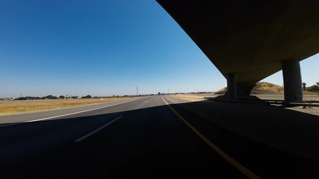 Stockton 5 South and 205 Freeway Junction 04 Rear View Driving Plates California USA Ultra Wide