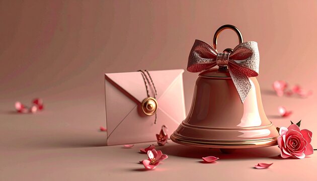 Pink Bell, Rose & Letter; Romantic Scene - Pastel colors