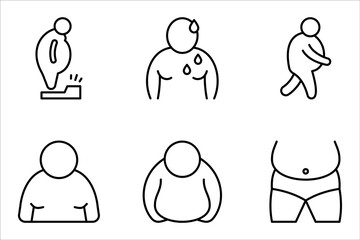 overweight people icon set, for web design, vector illustration on white background. 