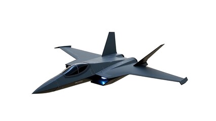 Futuristic Stealth Fighter Ship with Glowing Thrusters – Hyper-Detailed on White
