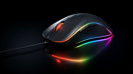 Sleek gaming mouse featuring vibrant LED lights along sides, designed for optimal performance and style. Perfect for gamers seeking precision