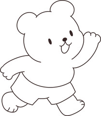 Baby bear running to swim