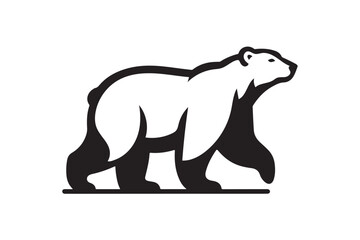 Walking polar bear icon silhouette illustration on white background.
