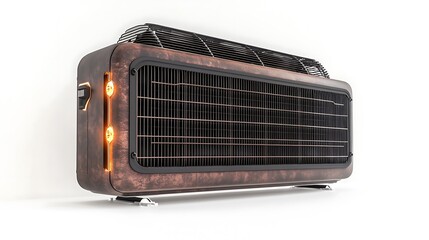 Fototapeta premium A detailed view of a vintage style air conditioner on a white background studio