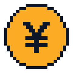 Obraz premium Pixel Art Yen Coin: Japanese Currency Graphic