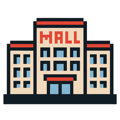 Naklejka premium Pixel Art Hall Building Illustration: Perfect for Games & Websites
