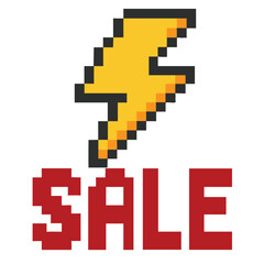 Obraz premium Pixel Art Lightning Bolt Sale: Flash Sale Graphics for Marketing & Design