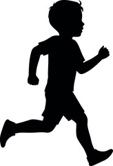 Active boy silhouette running joyful childhood