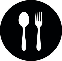 Restaurant icon spoon and fork silhouette