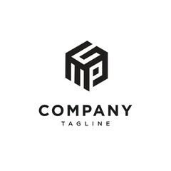 Letter G M P Monogram Cube Logo Icon Vector