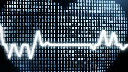 Binary code heartbeat graphic digital background