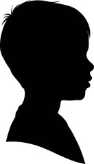 Boy silhouette profile childhood innocence simple black and white