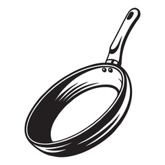 silhouette image of a frying pan with a transparent background