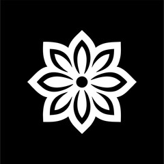 White Hollow-Petal Flower Emblem – Eight-Point Geometric Vector for Branding & Display Showcase, A premium white geometric flower vector emblem designed for high-impact presence on Adobe Stock display