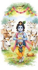 krishna drawing, krishna watercolor, baby krishna, janmastmi painting, krishna butter, krishna cow, shri krishna, krishna images hd, mobile wallpaper, krishna hd art