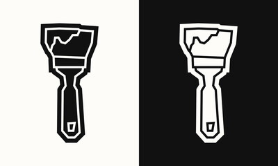 Wide Paint Brush Icon in Black Filled and White Filled Cutout Style