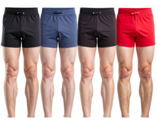  Set of four men’s underwear in assorted colors front view isolated on transparent background PNG