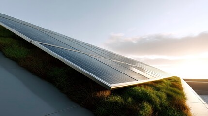 Solar Panels Green Roof Sustainable Energy Renewable Resource Clean Energy Technology