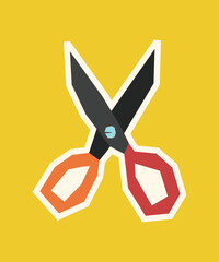 Scissors Sticker with Flat Soft Color Palette in Cutout Style