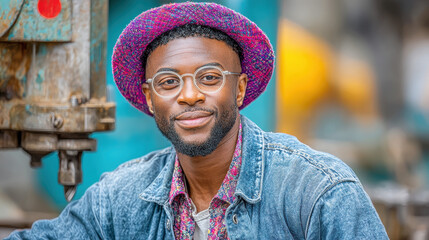 Factory worker, Factory worker wearing safety glasses while using a drill in an industrial setting.