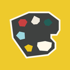  Paint Palette Sticker with Flat Soft Color Palette in Cutout Style