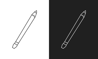 Obraz premium Pencil Icon in Black Line Art and White Line Art Cutout Style