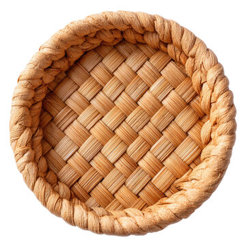 Woven basket with natural fiber texture and round shape