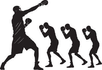Fototapeta premium Boxing Silhouette Vector , Fighter in Action Pose for Sports Art, Logo, and T-Shirt Design