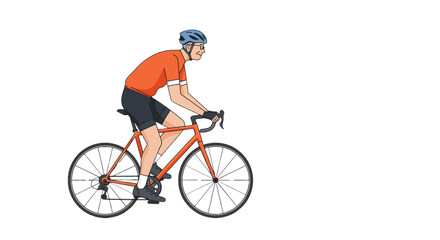 Obraz premium Cyclist silhouette pedaling bicycle with helmet and backpack for fitness and sport