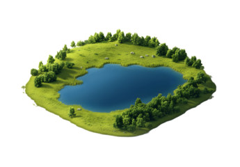 pond with trees around it