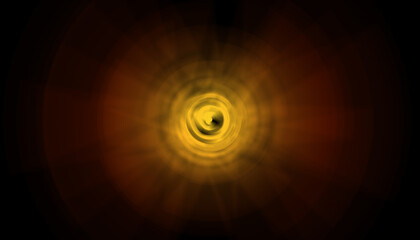 Tourbillon de couleurs chaude jaune orangé sur fond noir.