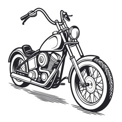 Fototapeta premium Black and white custom motorcycle with high handlebars chopper vintage