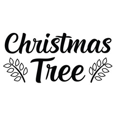 Fototapeta premium Black Christmas Tree Typography White Background Vector Graphic