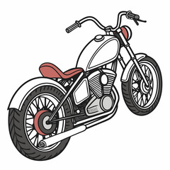 Custom motorcycle with red seat and high handlebars chopper