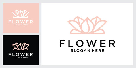 Flower lotus abstract vector logo design template