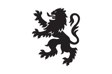 British lion heraldic silhouette vector art illustration on white background