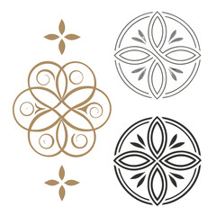 Obraz premium Elegant floral ornaments in gold and grey vector