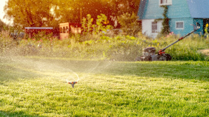 Automatic watering of the lawn in the garden