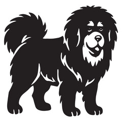 Obraz premium Playful Tibetan Mastiff Standing with Tongue Out Vector Art Design