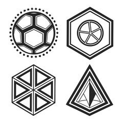 Geometric shapes and soccer ball icons abstract