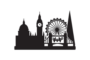 Fototapeta premium London skyline silhouette vector art illustration on white background