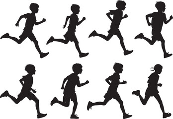 Boy Running Silhouette Vector, Active Child Illustration for Sports, Fitness, and Motion Design