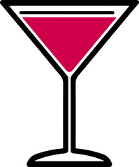 Stylized Cocktail Glass Icon with Red Beverage &ndash; Martini Glass Vector Illustration