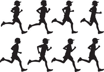 Boy Running Silhouette Vector, Active Child Illustration for Sports, Fitness, and Motion Design