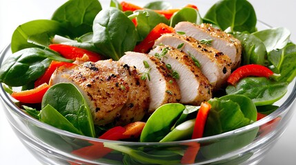 Glazed Chicken Salad with Red Peppers and Spinach
