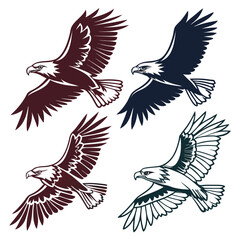 Majestic eagles in flight dark maroon and navy blue falcon hawk