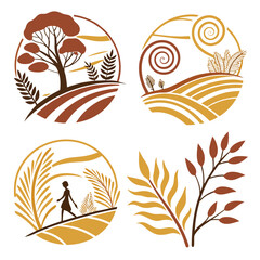 Organic nature scenes and botanical elements landscape tree
