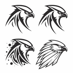 Stylized raptor heads tribal art eagle falcon