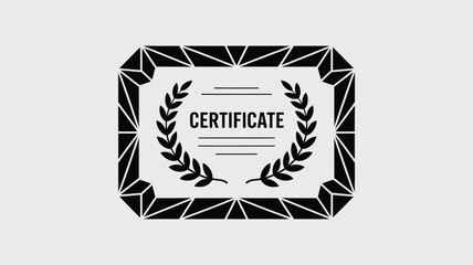 Elegant certificate design with laurel wreath and geometric border for recognition and achievement