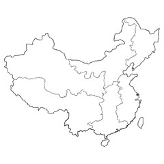 Fototapeta premium China map illustration hand drawn outline vector